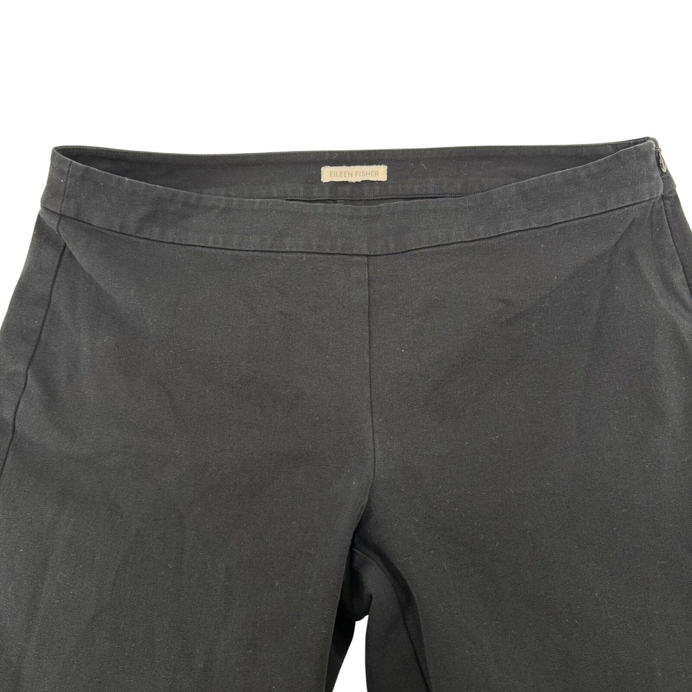 Eileen Fisher Slim Leg Casual Pants Women 12 Black‎ Side Zip Stretch Knit